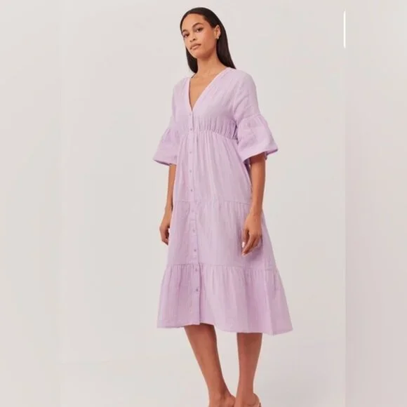 pact cotton gauze dress Women's Cotton Coastal Double Gauze Cutout Midi Dress